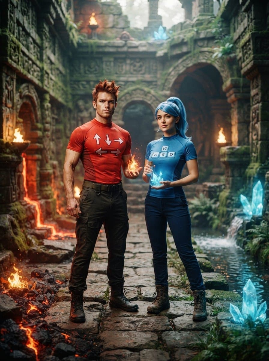 Fireboy and Watergirl costume — example look