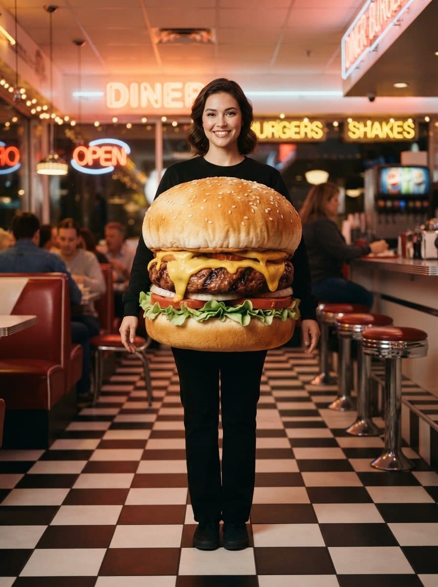 Hamburger costume — example look