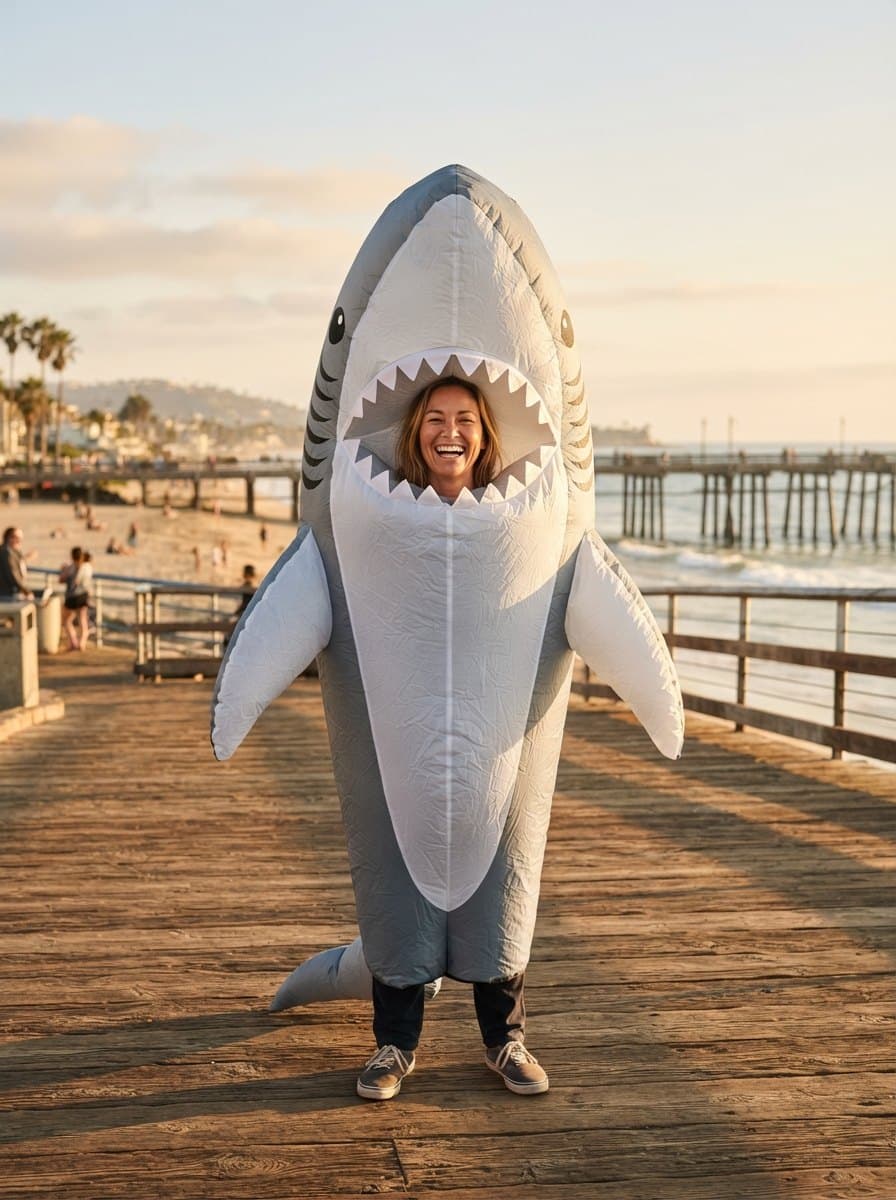 Inflatable Shark costume — example look