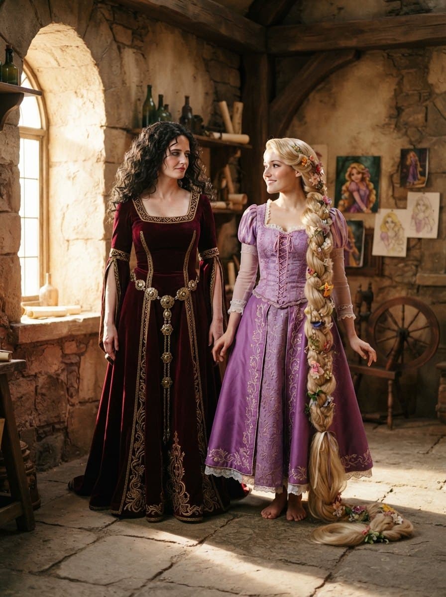 Rapunzel and Mother Gothel costume — example look