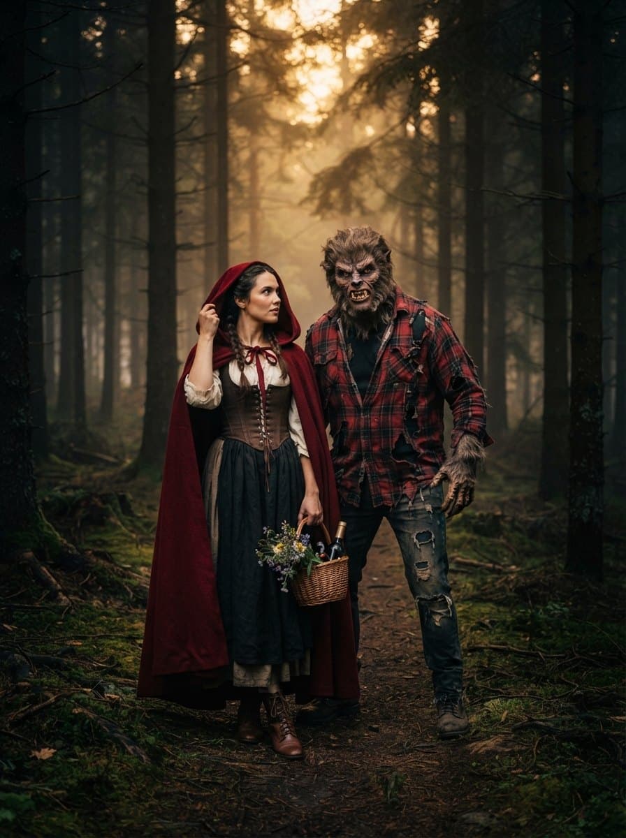 Red Riding Hood and Werewolf Couples costume — example look