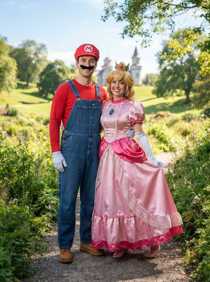 Mario and Princess Peach Couples Costumes costume — example look