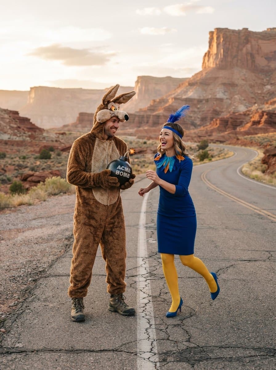 Wile E. Coyote and Road Runner costume — example look