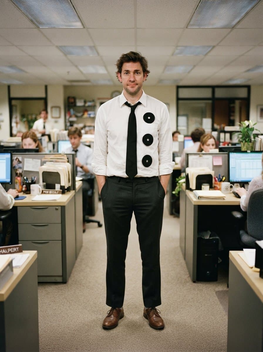 Three Hole Punch Jim costume — example look